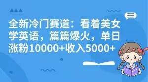 全新冷门赛道：看着美女学英语，篇篇爆火，单日涨粉10000+收入5000+-kf网创