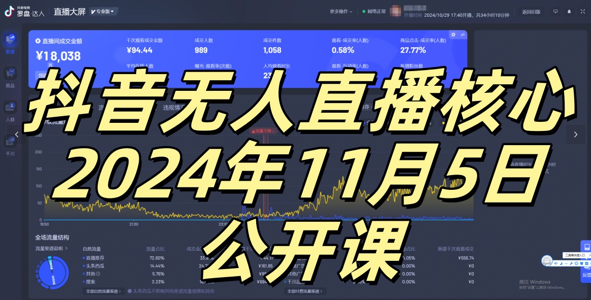 抖音无人直播核心公开课，咸鱼翻身小白可做带有睡后收入月入过万太简单【揭秘】-kf网创