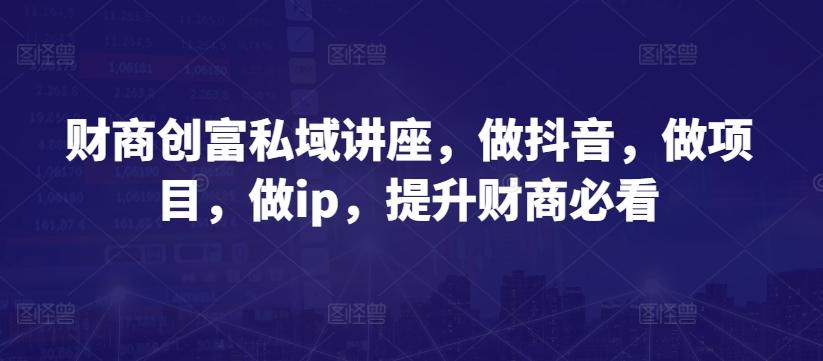 财商创富私域讲座，做抖音，做项目，做ip，提升财商必看-kf网创