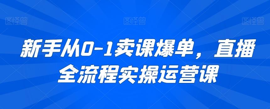 新手从0-1卖课爆单，直播全流程实操运营课-kf网创
