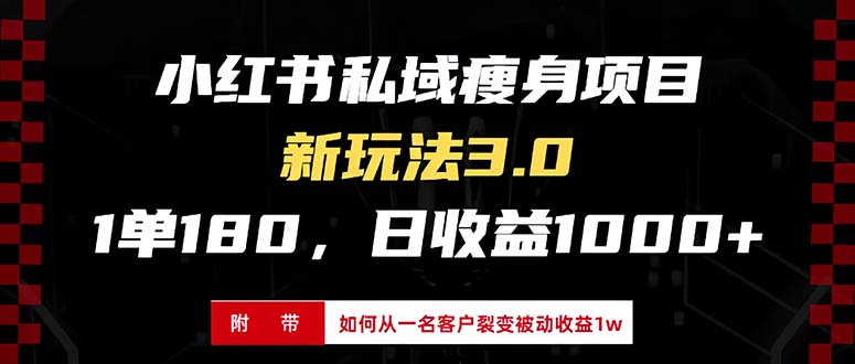 小红书瘦身项目3.0模式，新手小白日赚收益1000+(附从一名客户裂变收益...-kf网创