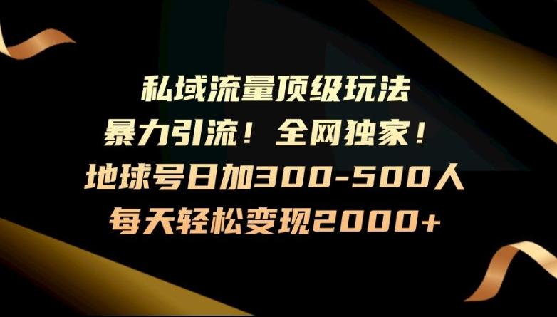 暴力引流，全网独家，地球号日加300-500人，私域流量顶级玩法，每天轻松变现2000+-kf网创