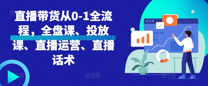 直播带货从0-1全流程，全盘课、投放课、直播运营、直播话术-kf网创