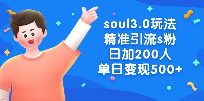 soul3.0玩法精准引流s粉，日加200人单日变现500+-kf网创