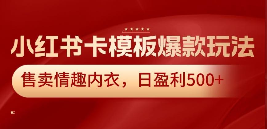 小红书卡模板爆款玩法，售卖情趣内衣，日盈利500+【揭秘】-kf网创