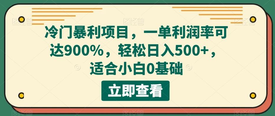 冷门暴利项目，一单利润率可达900%，轻松日入500+，适合小白0基础-kf网创