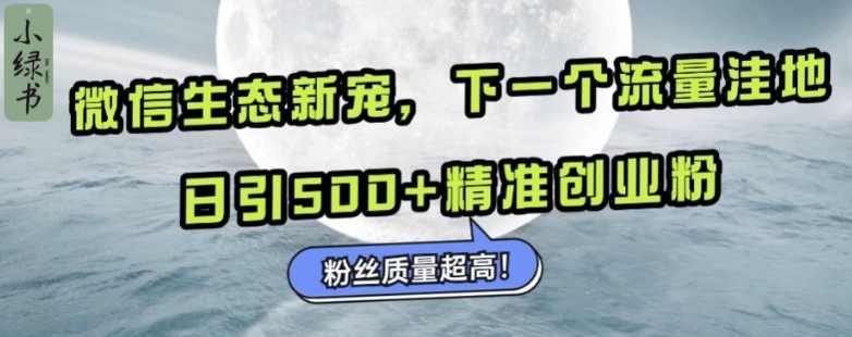 微信生态新宠小绿书：下一个流量洼地，日引500+精准创业粉，粉丝质量超高-kf网创
