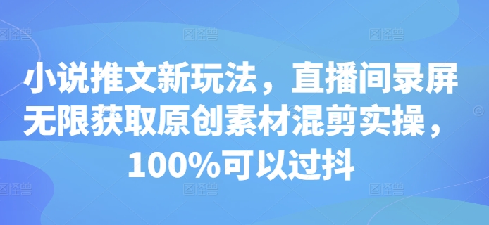 小说推文新玩法，直播间录屏无限获取原创素材混剪实操，100%可以过抖-kf网创
