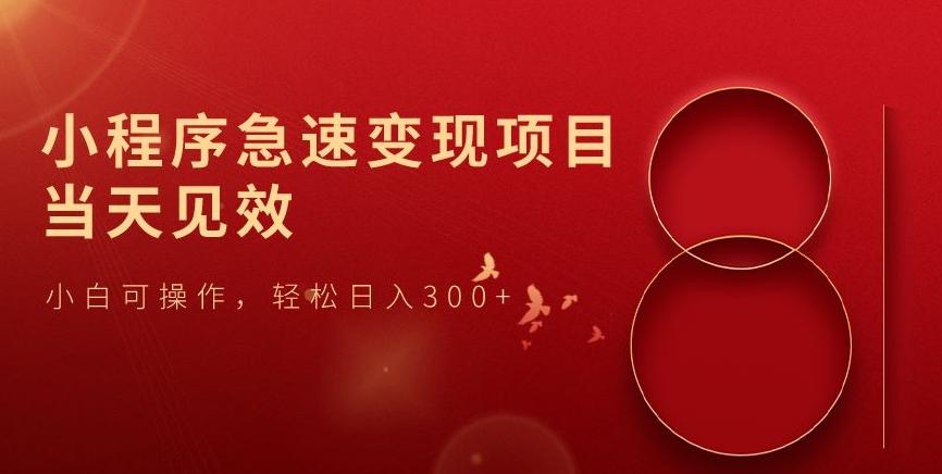 小程序急速变现项目，当天见效，小白可操作，轻松日入300+-kf网创