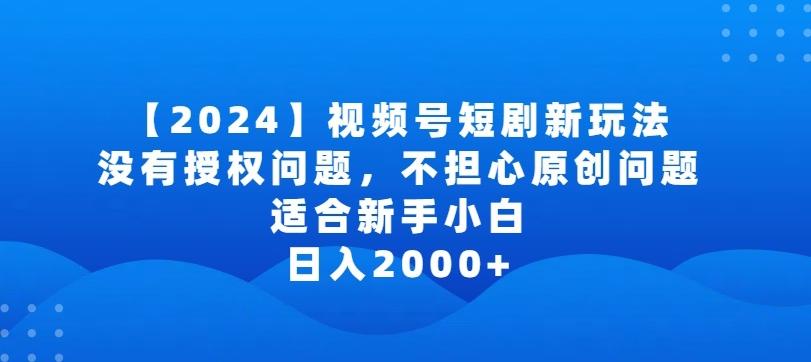2024视频号短剧玩法，没有授权问题，不担心原创问题，适合新手小白，日入2000+【揭秘】-kf网创