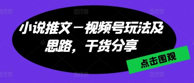 小说推文—视频号玩法及思路，干货分享-kf网创