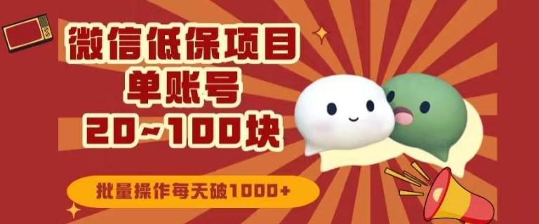 微信领低保单账号20元-100元，批量操作每天破1000+-kf网创