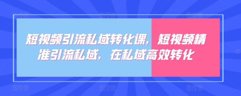 短视频引流私域转化课，短视频精准引流私域，在私域高效转化-kf网创