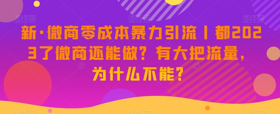 新·微商零成本暴力引流丨都2023了微商还能做？有大把流量，为什么不能？-kf网创