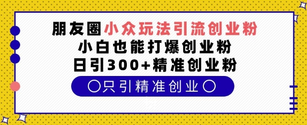 朋友圈小众玩法引流创业粉，小白也能打爆创业粉，日引300+精准创业粉【揭秘】-kf网创
