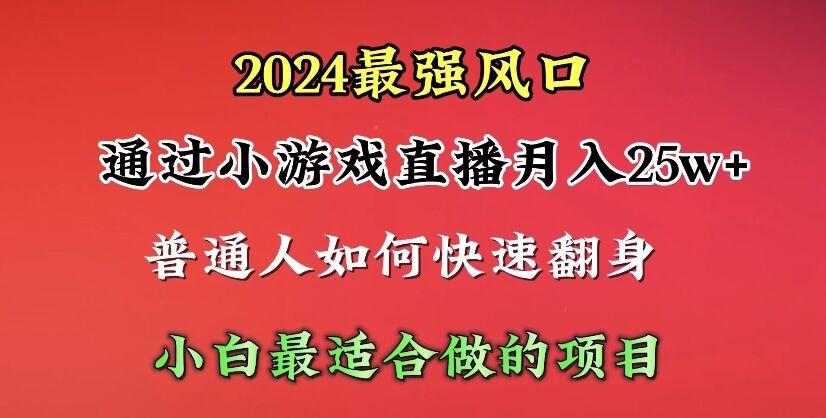 (10020期)2024年最强风口，通过小游戏直播月入25w+单日收益5000+小白最适合做的项目-kf网创