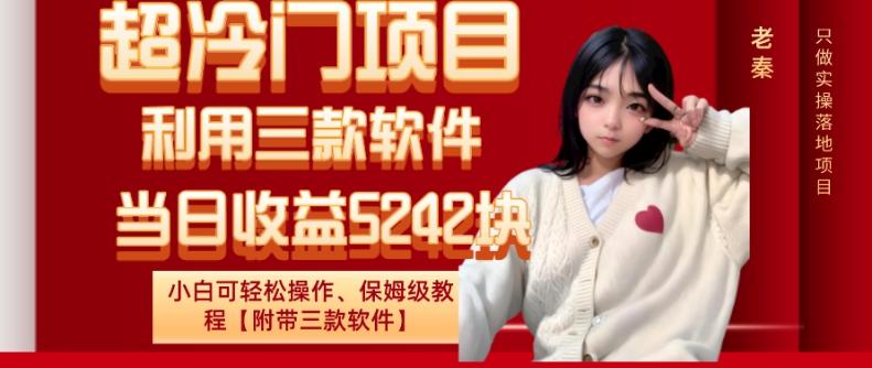 超冷门项目、利用三款软件、当日收益5242块、小白可轻松操作、保姆级教程【附带三款软件】-kf网创