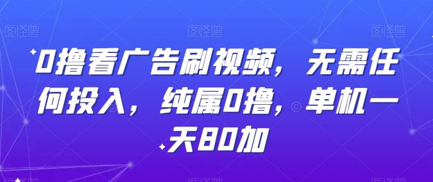 0撸看广告刷视频，无需任何投入，纯属0撸，单机一天80加-kf网创