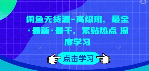 闲鱼无货源-高级班，最全·最新·最干，紧贴热点 深度学习-kf网创