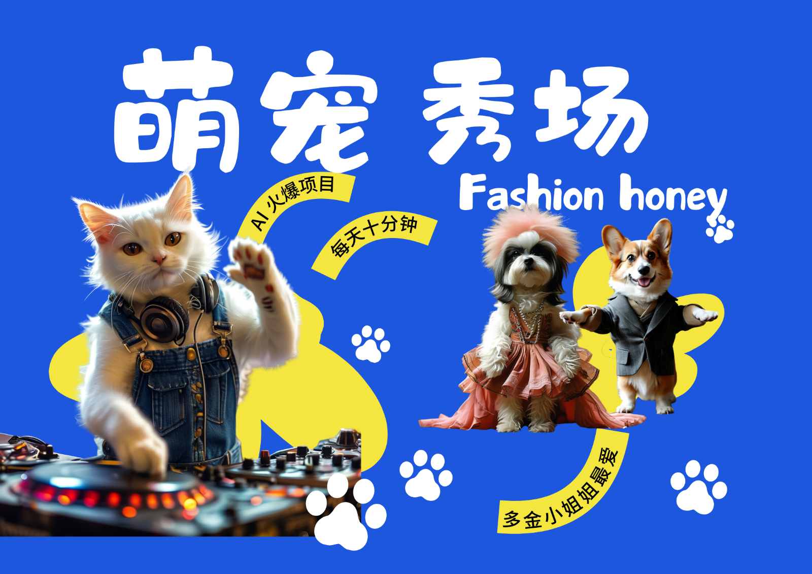 酷飒动物跳舞走秀 时尚喵FASHION汪 多金小姐姐最爱的 轻松月入破W-kf网创