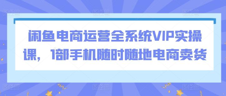 闲鱼电商运营全系统VIP实操课，1部手机随时随地电商卖货-kf网创