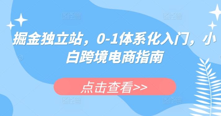 掘金独立站，0-1体系化入门，小白跨境电商指南-kf网创