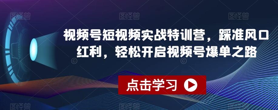 视频号短视频实战特训营，踩准风口红利，轻松开启视频号爆单之路-kf网创