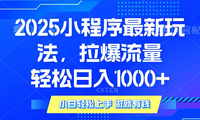 2025年小程序最新玩法，流量直接拉爆，单日稳定变现1000+-kf网创