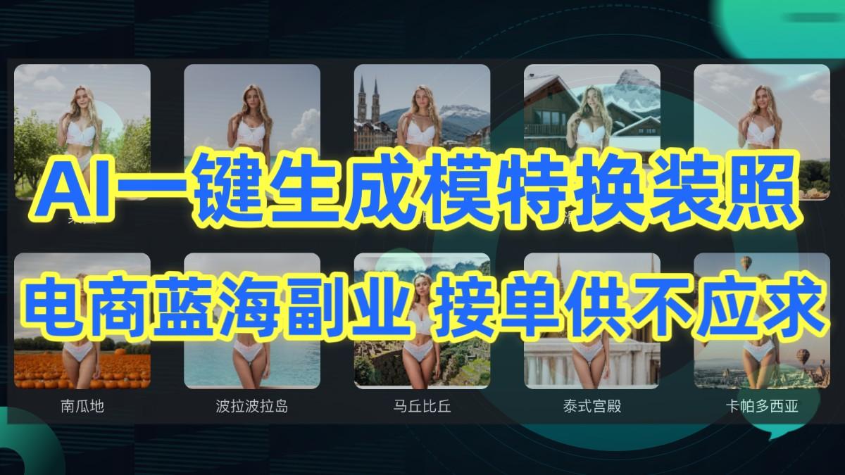 AI制作一键生成模特换装照，电商蓝海副业，接单供不应求-kf网创