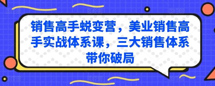 销售高手蜕变营，美业销售高手实战体系课，三大销售体系带你破局-kf网创