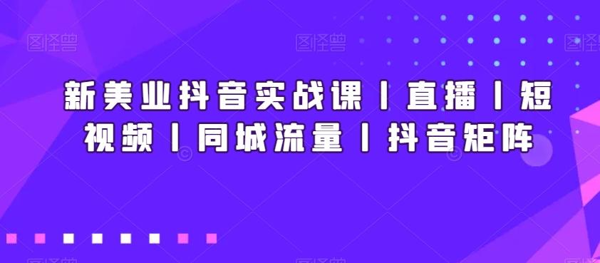 新美业抖音实战课丨直播丨短视频丨同城流量丨抖音矩阵-kf网创