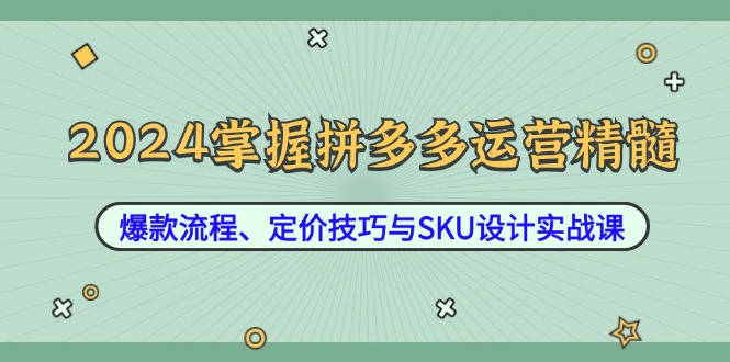 2024掌握拼多多运营精髓：爆款流程、定价技巧与SKU设计实战课-kf网创