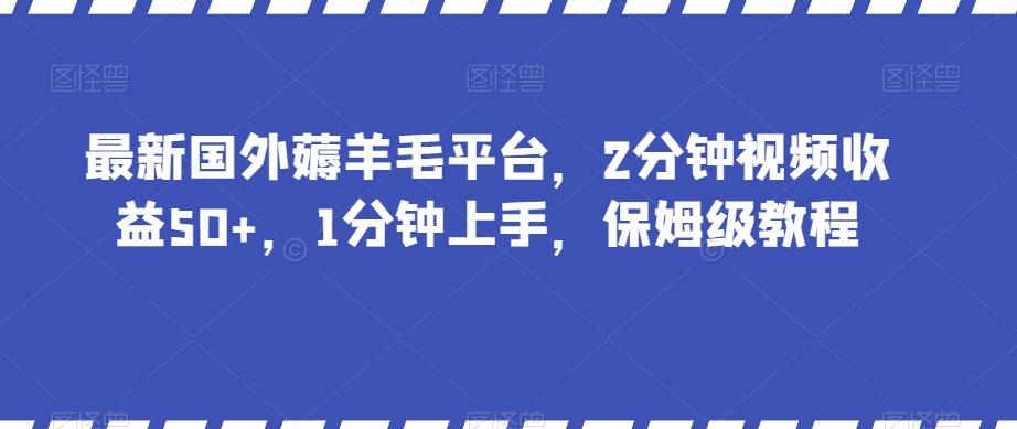 最新国外薅羊毛平台，2分钟视频收益50+，1分钟上手，保姆级教程【揭秘】-kf网创