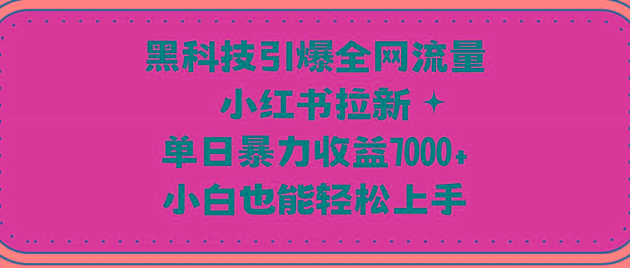 (9679期)黑科技引爆全网流量小红书拉新，单日暴力收益7000+，小白也能轻松上手-kf网创