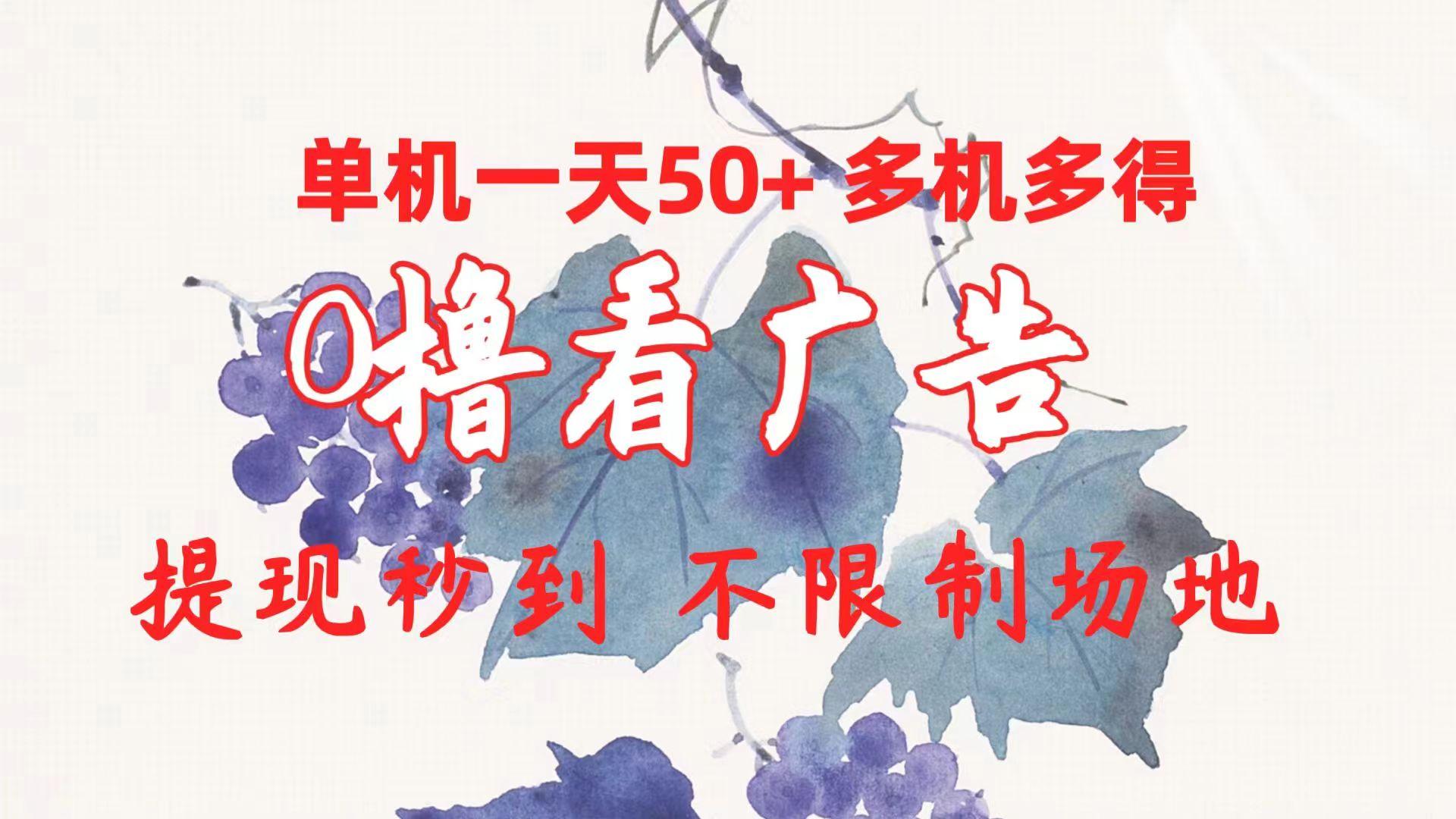 0撸看广告 单机一天50+多机多得 提现秒到 不限制场地操作-kf网创