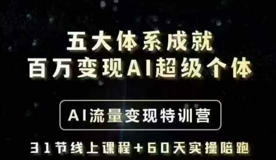 五大体系成就百万变现AI超级个体- AI流量变现特训营，一步一步教你一个人怎么年入百W-kf网创