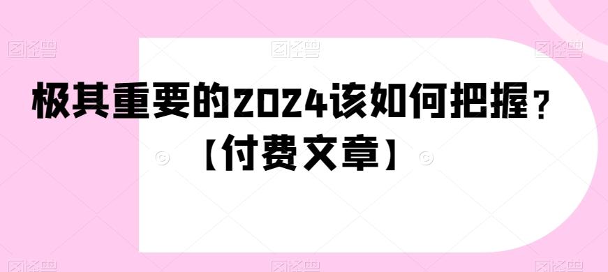 极其重要的2024该如何把握？【付费文章】-kf网创