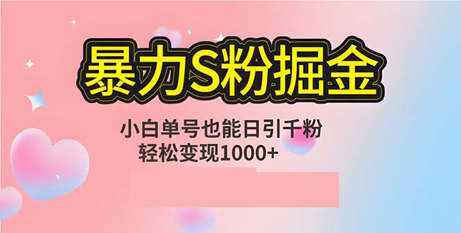 单人单机日引千粉，变现1000+，S粉流量掘金计划攻略-kf网创