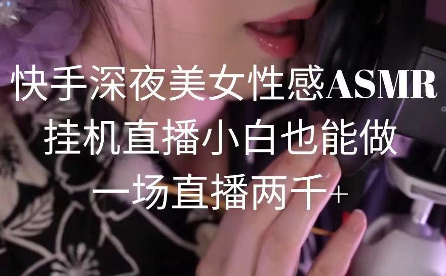 快手深夜美女性感ASMR挂机直播，小白也能做，一场直播两千+-kf网创